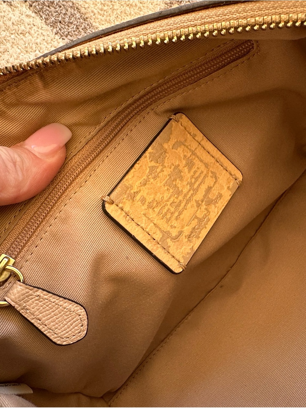 Coach Tan Pebbled Leather Mini Satchel with Gold Hardware - Picture 13 of 13